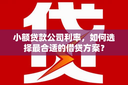 科尔沁小额贷款公司利率，如何选择最合适的借贷方案？